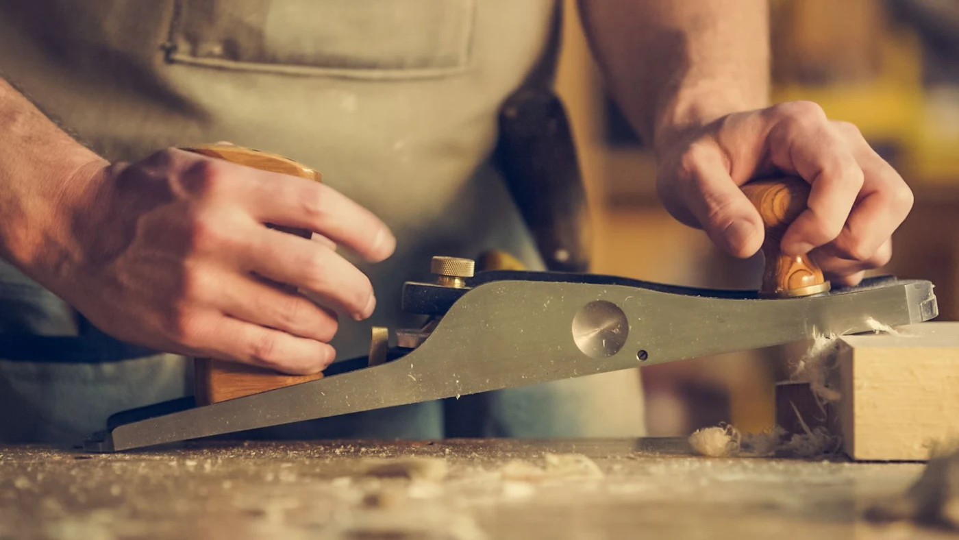 Close-up of woodworking in progress