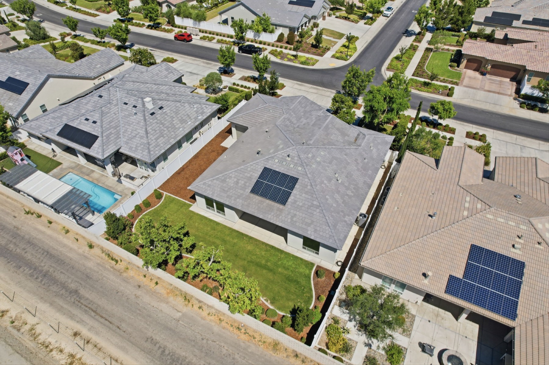 Aerial view of a residential property