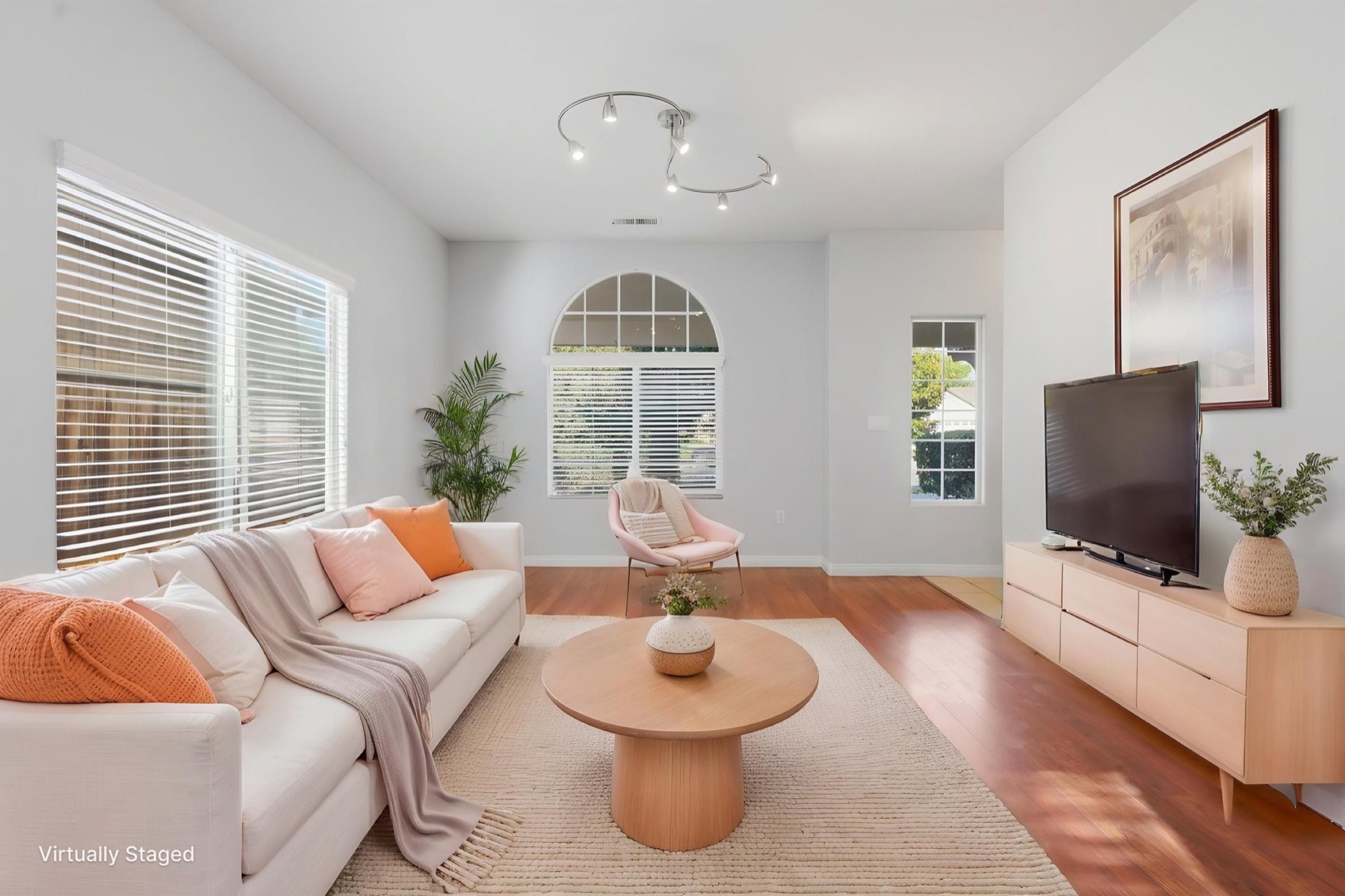 Warm staged living room